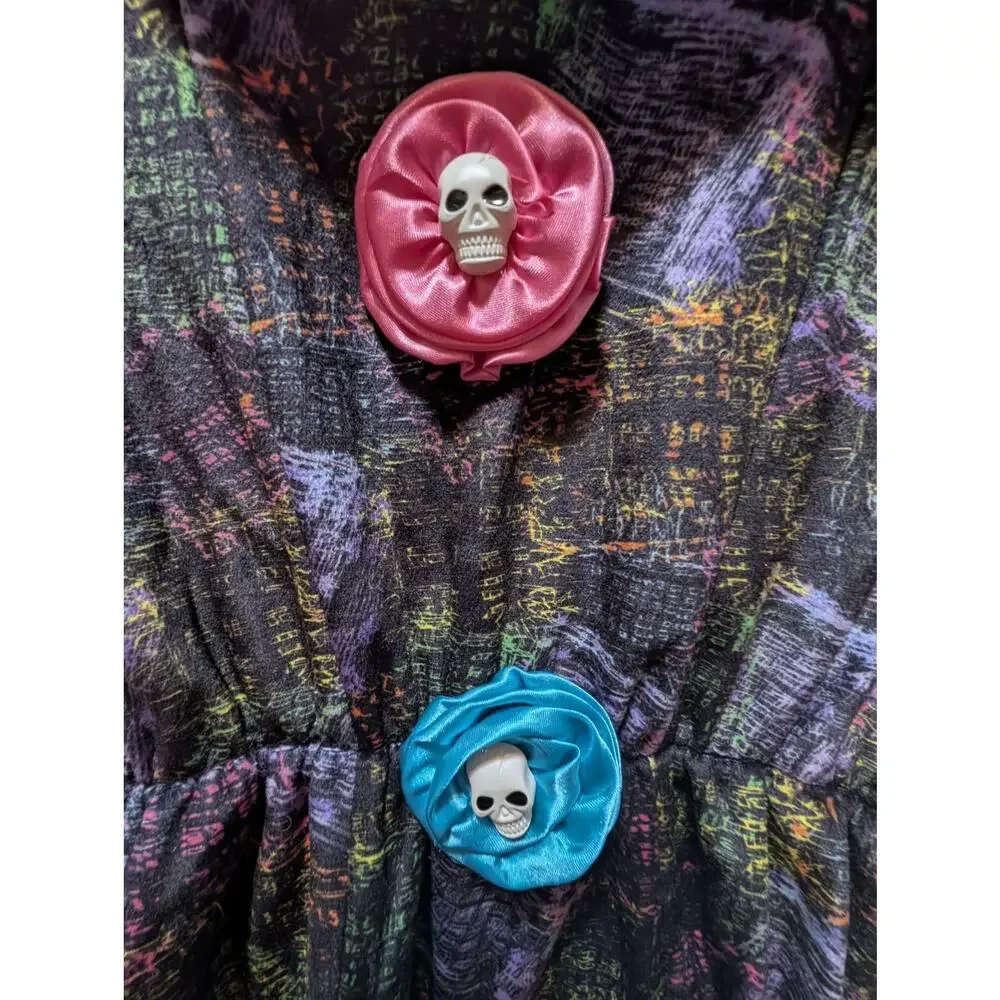 Morph Girls Creepy Rainbow Clown Halloween Costume Dress Size XL